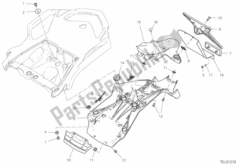 All parts for the Plate Holder of the Ducati Multistrada 950 Thailand 2019